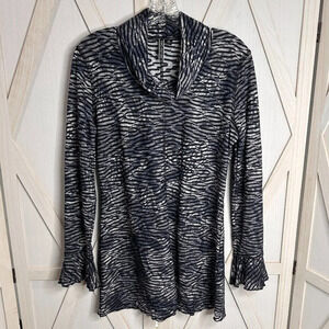 Sno Skins Crinkle Cowl Neck Long Sleeve Top with Lettuce Edge